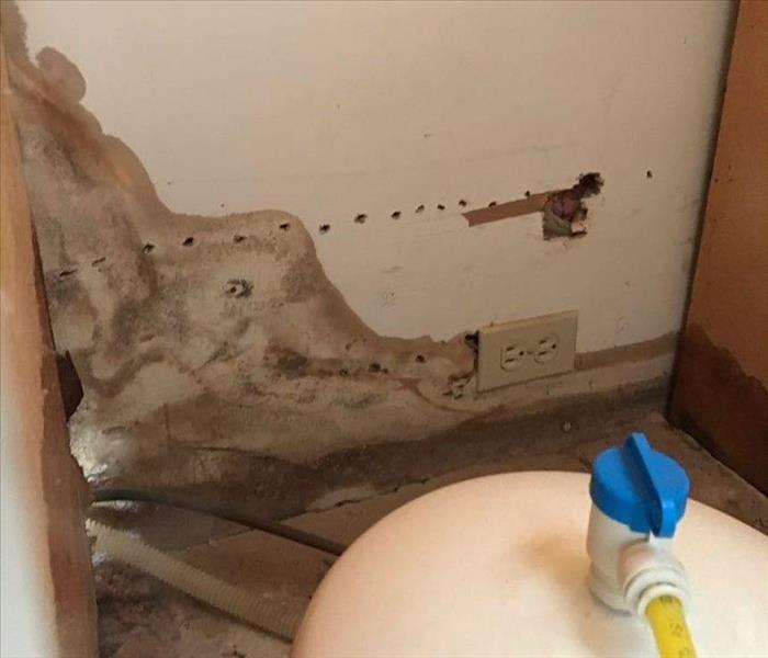 Mold on sheetrock behind water heater